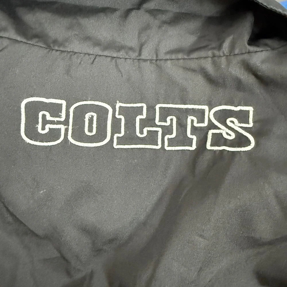 Indianapolis Colts NFL Pullover Windbreaker Quarter Zip Jacket Mens M Black Blue